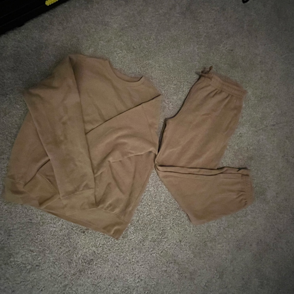 Athletic Works Tan Matching Track Pants & Joggers Set